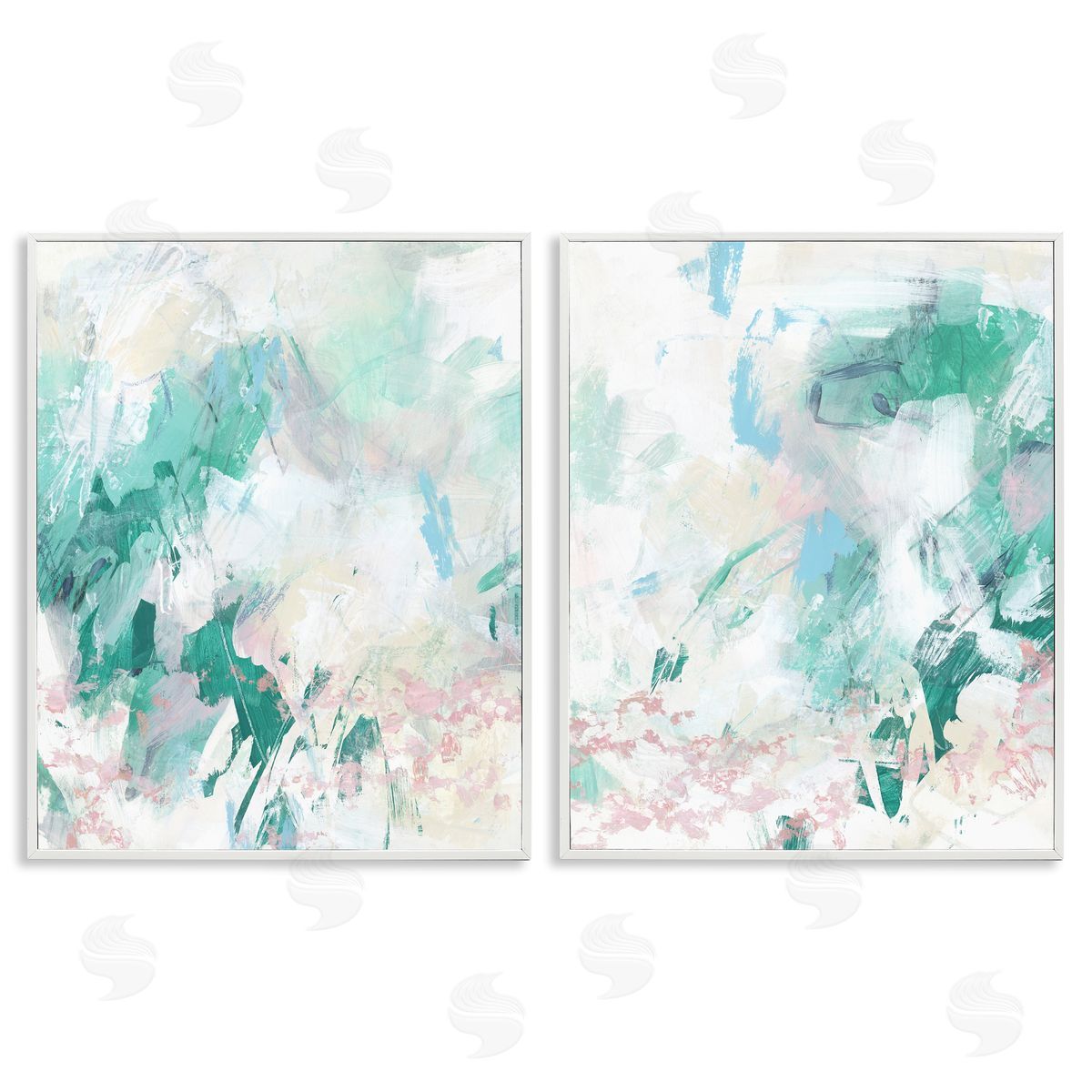 Abstract Splatter Green Detail White Frame Print Wall Art, Home Decor by June Erica Vess