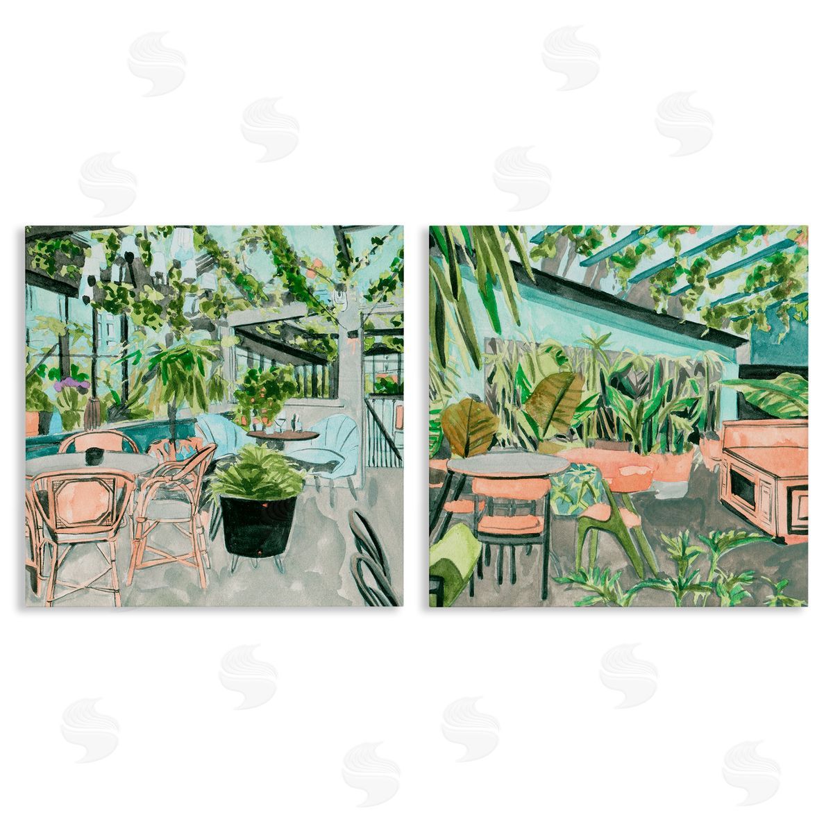 Plant Filled Café Views Canvas Wall Art, Home Decor by Melissa Wang