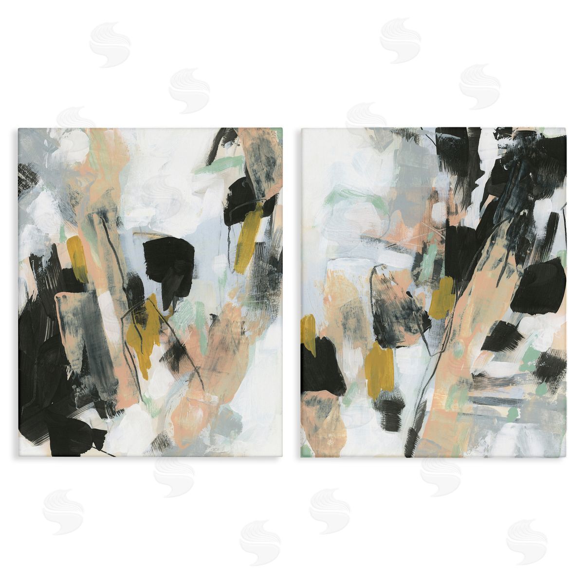 Black Splatter Abstractions Canvas Wall Art, Home Decor by June Erica Vess