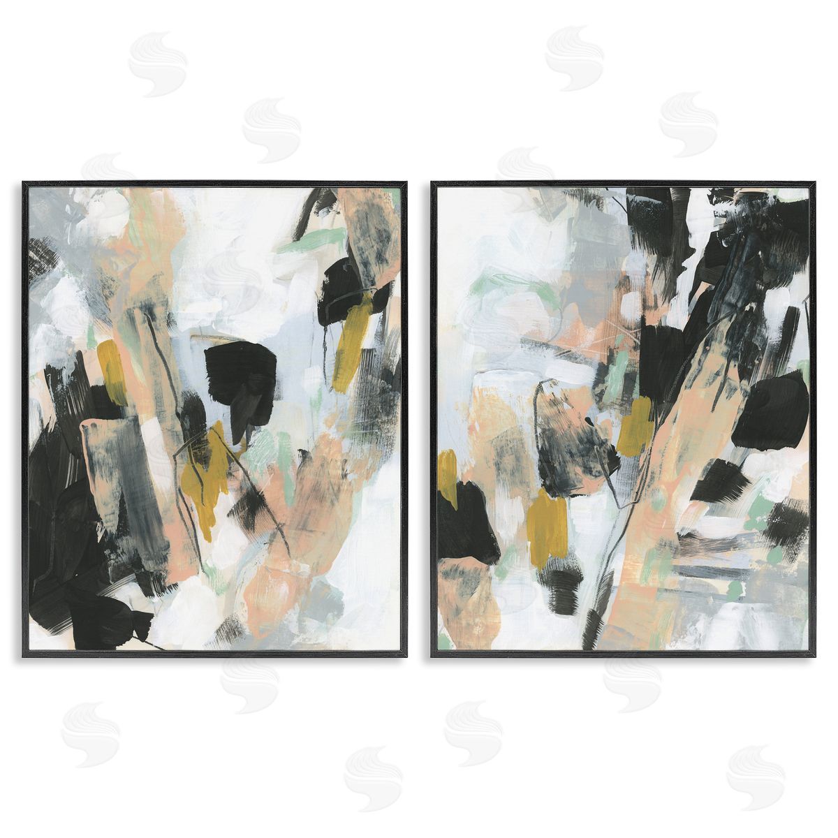 Black Splatter Abstractions Black Frame Print Wall Art, Home Decor by June Erica Vess