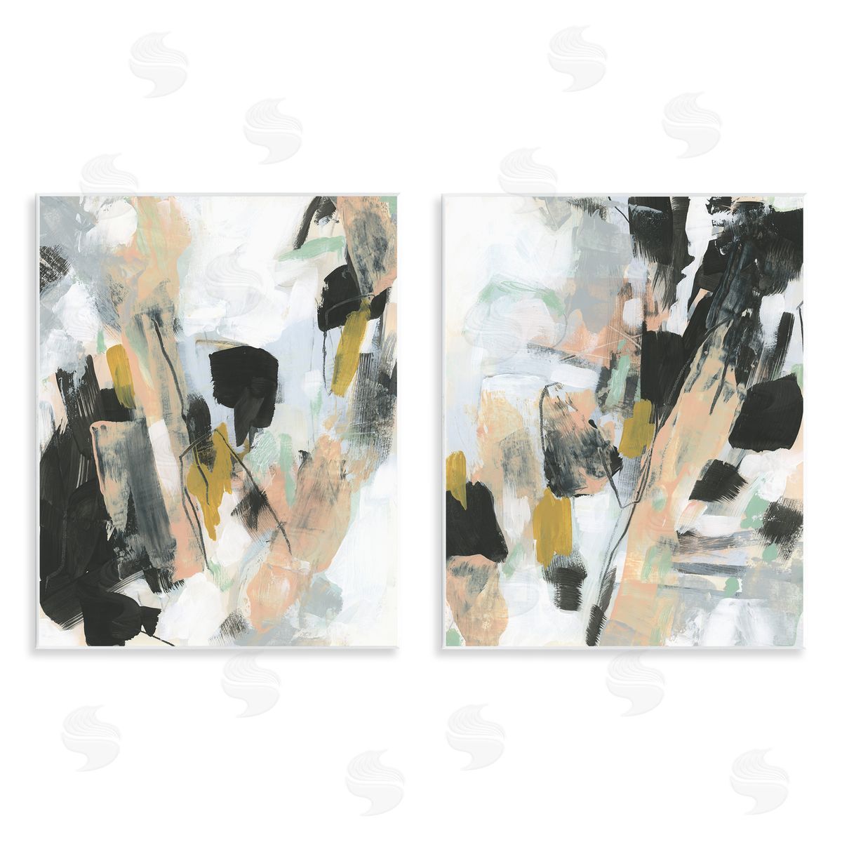 Black Splatter Abstractions Wood Plaque Wall Art, Home Decor by June Erica Vess