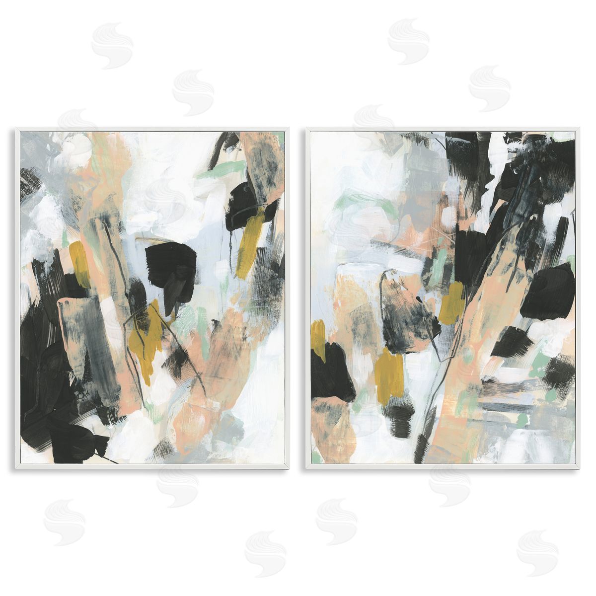 Black Splatter Abstractions White Frame Print Wall Art, Home Decor by June Erica Vess