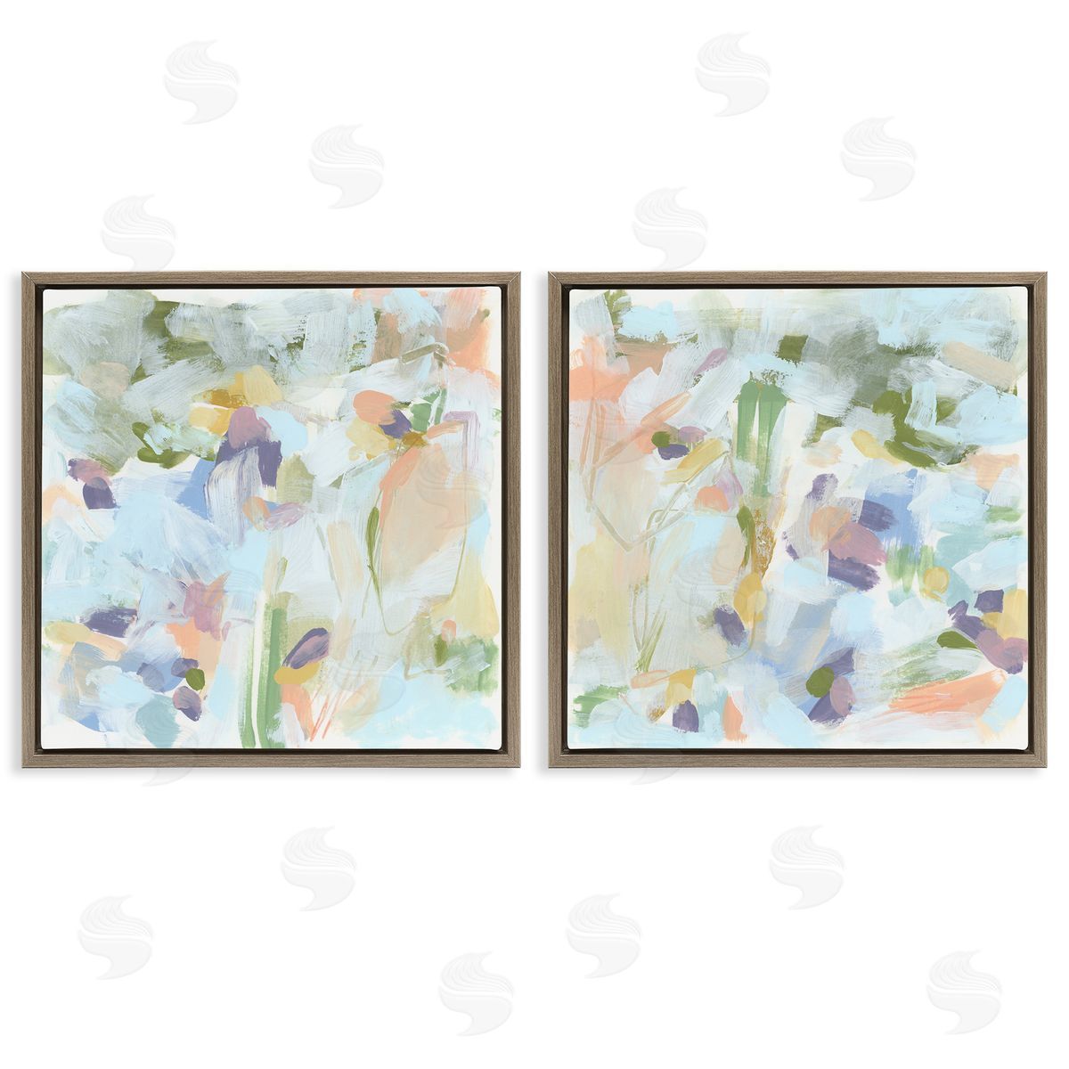 Pastel Abstract Expressions Brown Floating Frame Canvas Wall Art, Home Decor by June Erica Vess