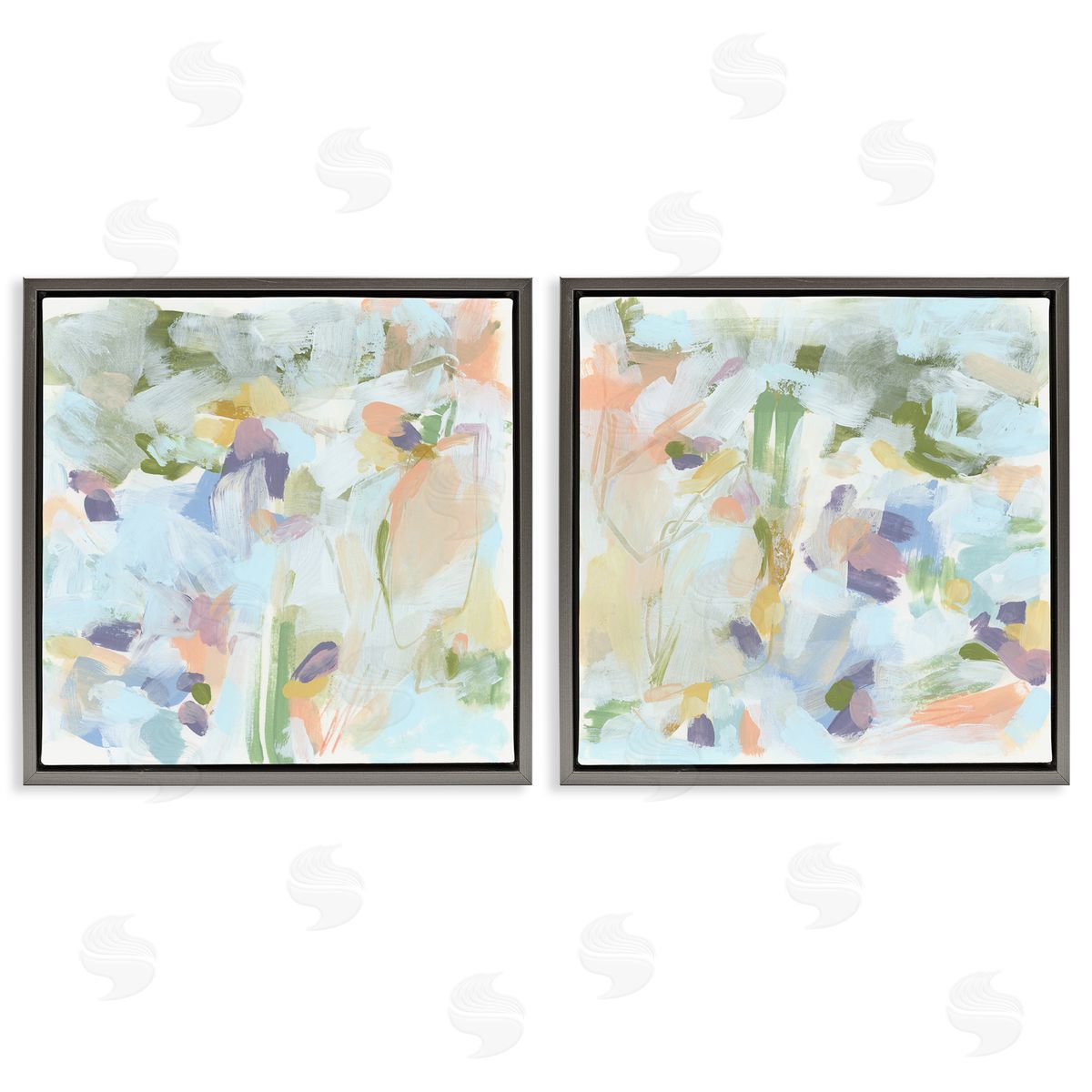 Pastel Abstract Expressions Grey Floating Frame Canvas Wall Art, Home Decor by June Erica Vess