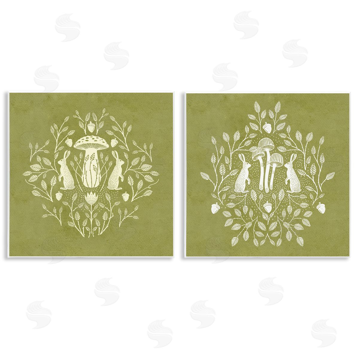 Boho Bunnies & Mushrooms Wood Plaque Wall Art, Home Decor by Katie O'Shea