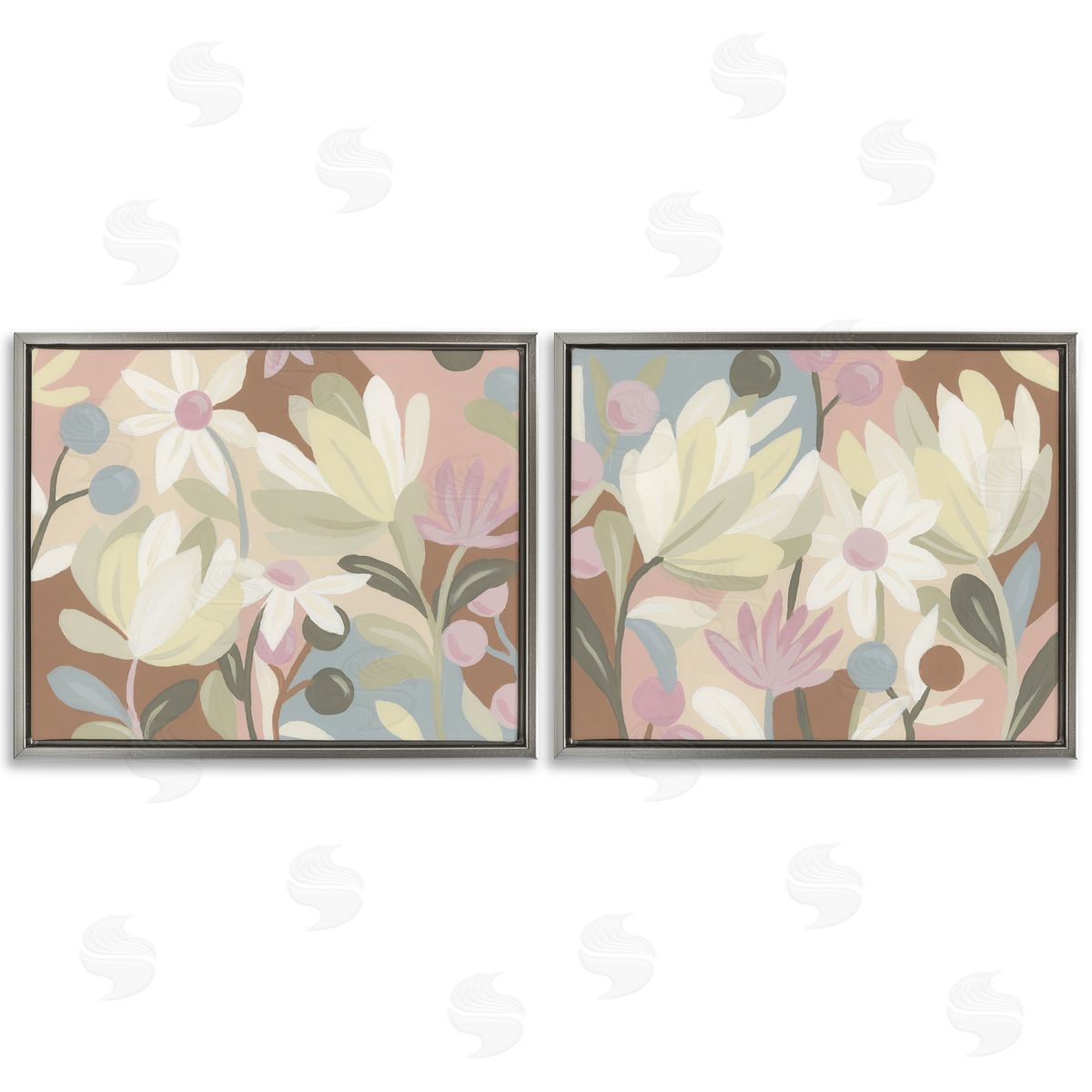 Charming Muted Foliage Grey Floating Frame Canvas Wall Art, Home Decor by June Erica Vess