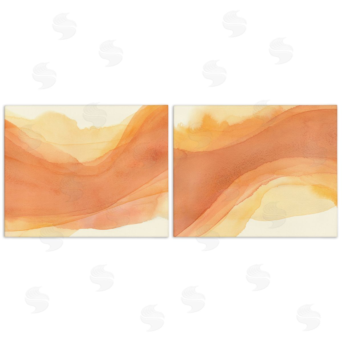 Curving Orange Waves Canvas Wall Art, Home Decor by Grace Popp