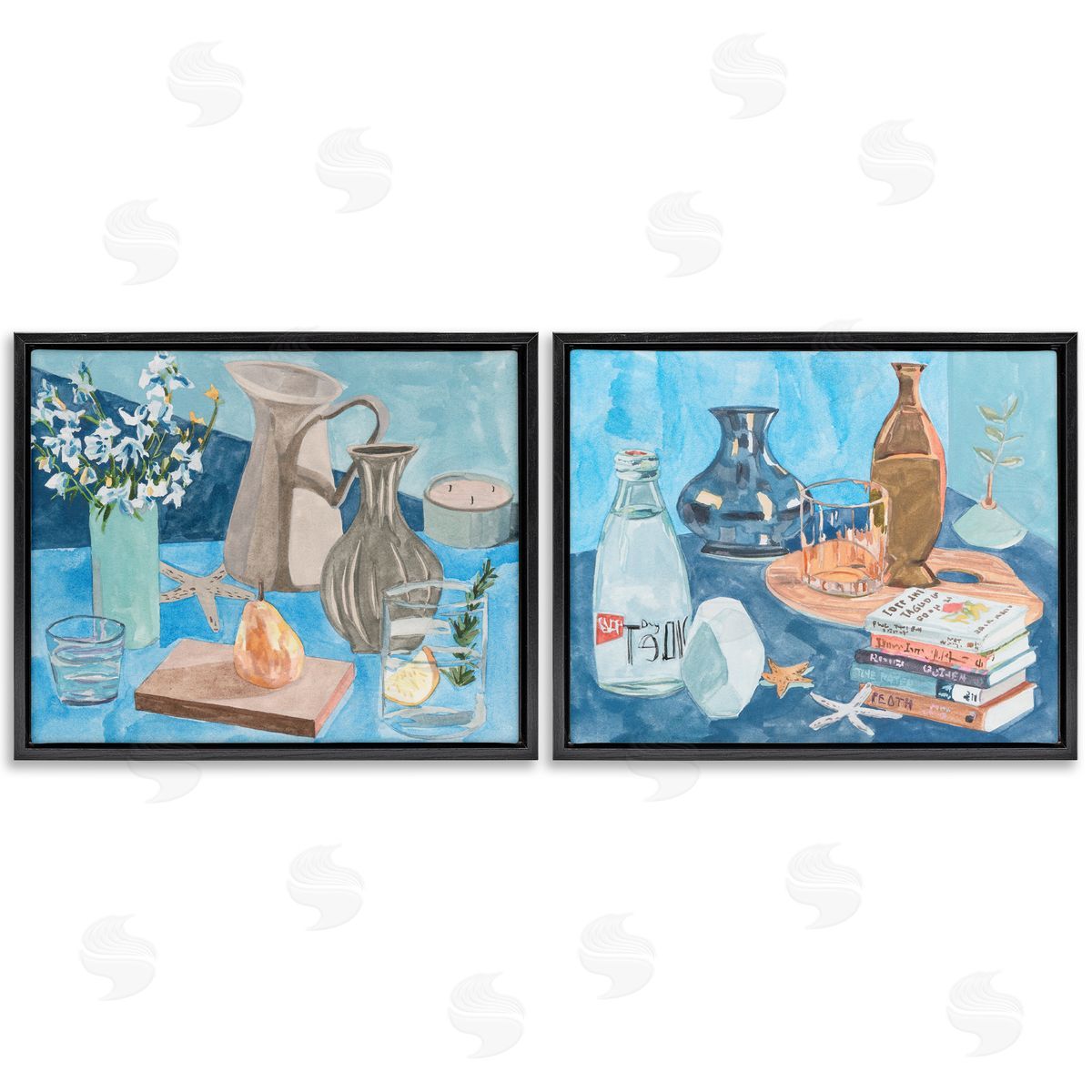 Coastal Themed Still Lifes Black Floating Frame Canvas Wall Art, Home Decor by Melissa Wang