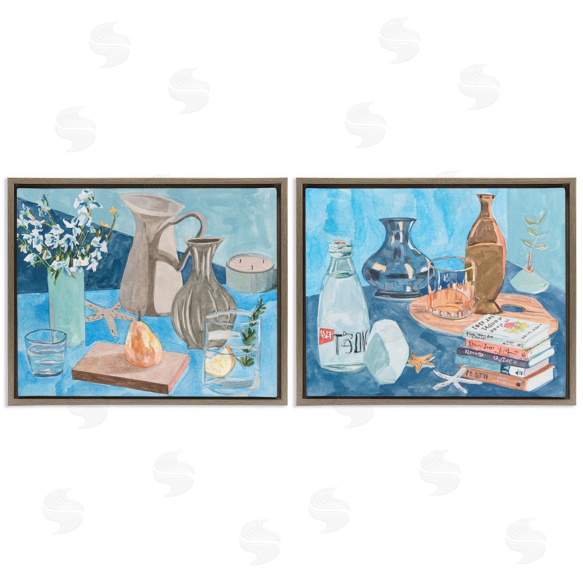 Coastal Themed Still Lifes Brown Floating Frame Canvas Wall Art, Home Decor by Melissa Wang