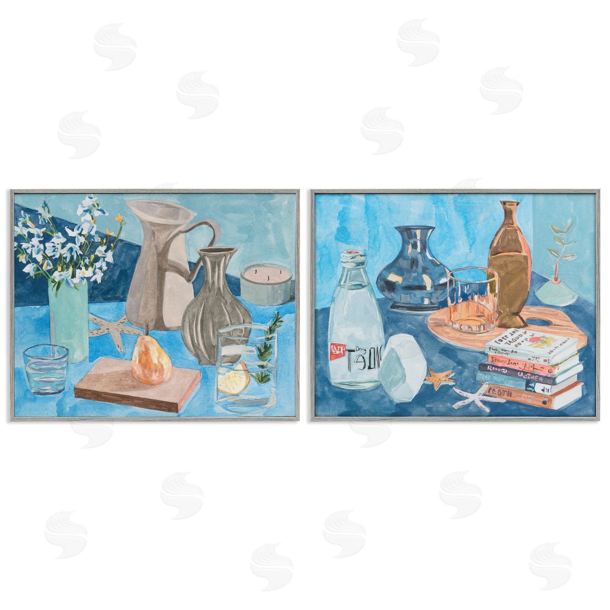 Coastal Themed Still Lifes Grey Frame Print Wall Art, Home Decor by Melissa Wang