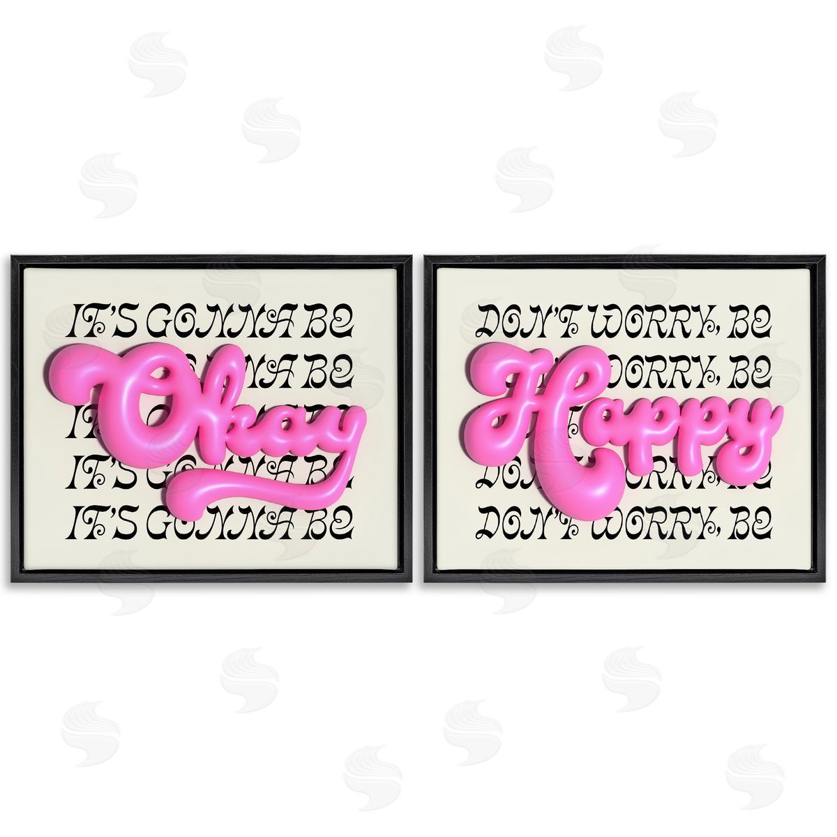 Uplifting Bubble Phrases Black Floating Frame Canvas Wall Art, Home Decor by Victoria Barnes