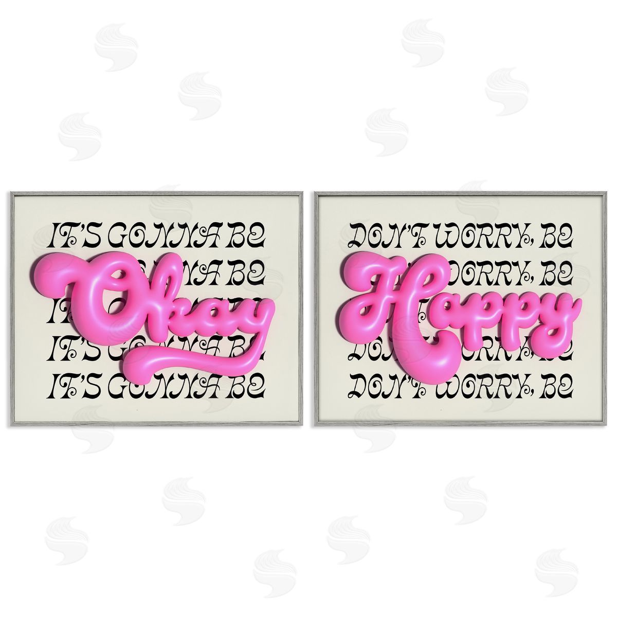 Uplifting Bubble Phrases Grey Frame Print Wall Art, Home Decor by Victoria Barnes