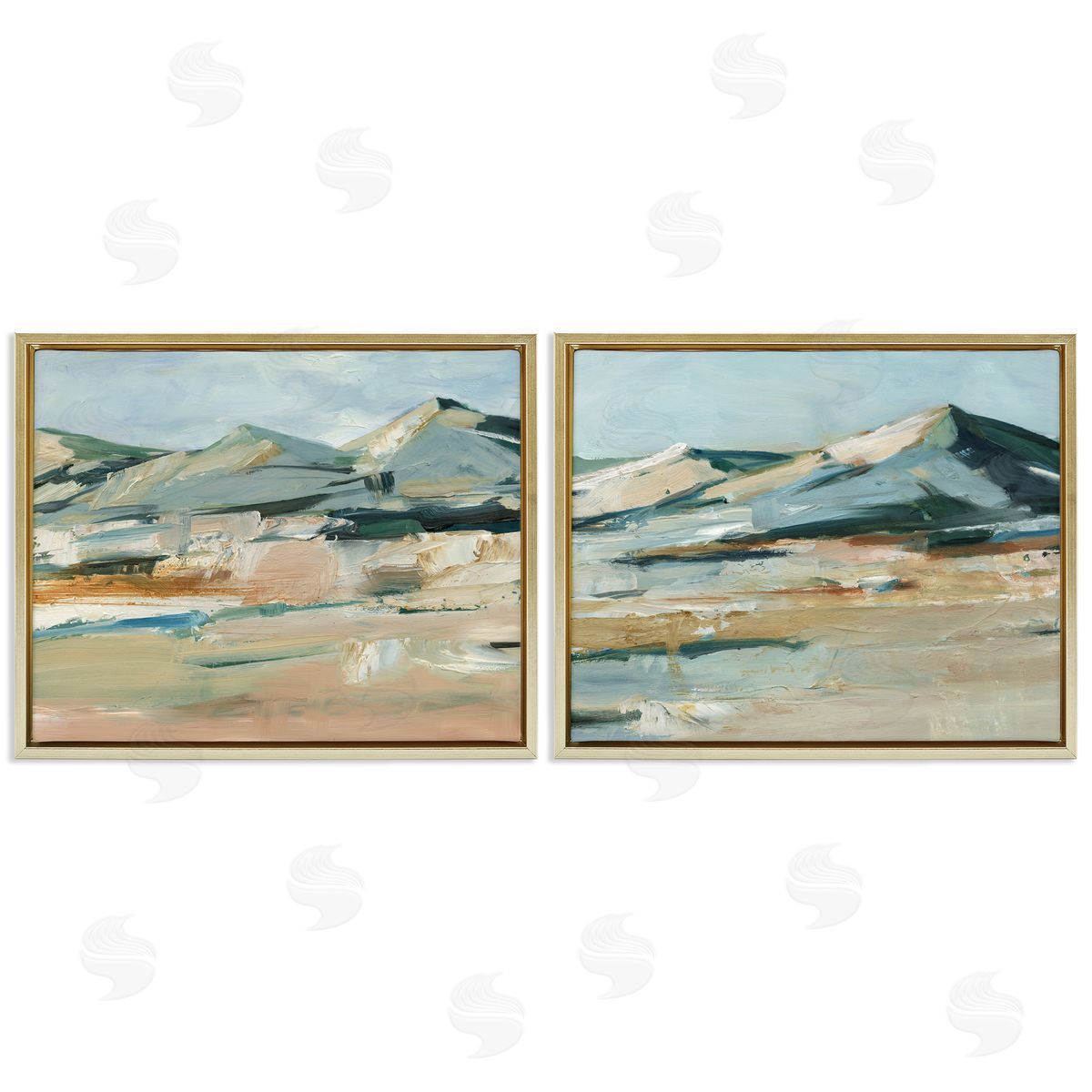 Desert Mountain Impressions Gold Floating Frame Canvas Wall Art, Home Decor by Ethan Harper
