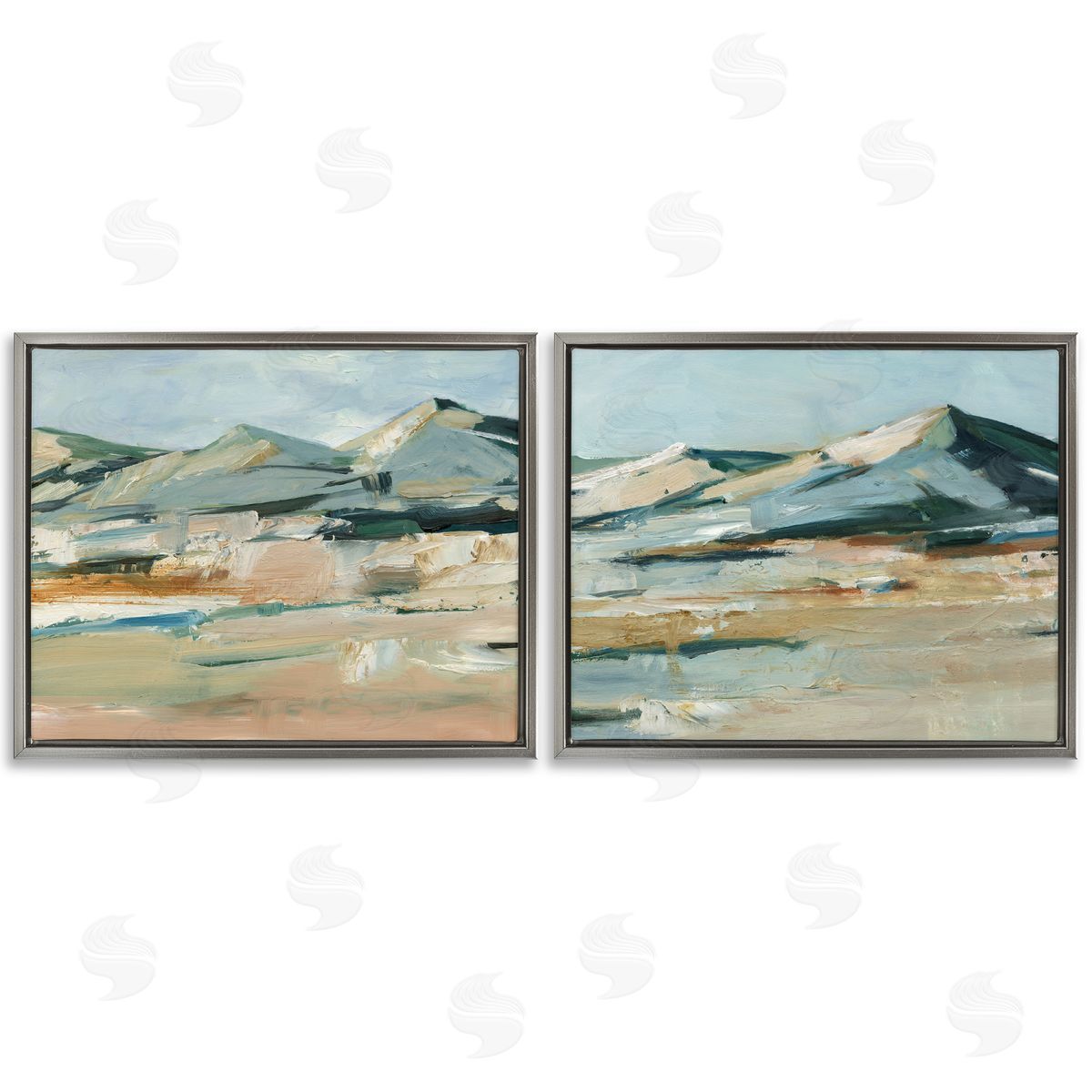 Desert Mountain Impressions Grey Floating Frame Canvas Wall Art, Home Decor by Ethan Harper