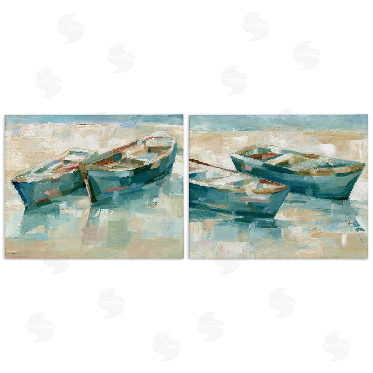 Rowboat Pairs Washed Ashore Canvas Wall Art, Home Decor by Ethan Harper