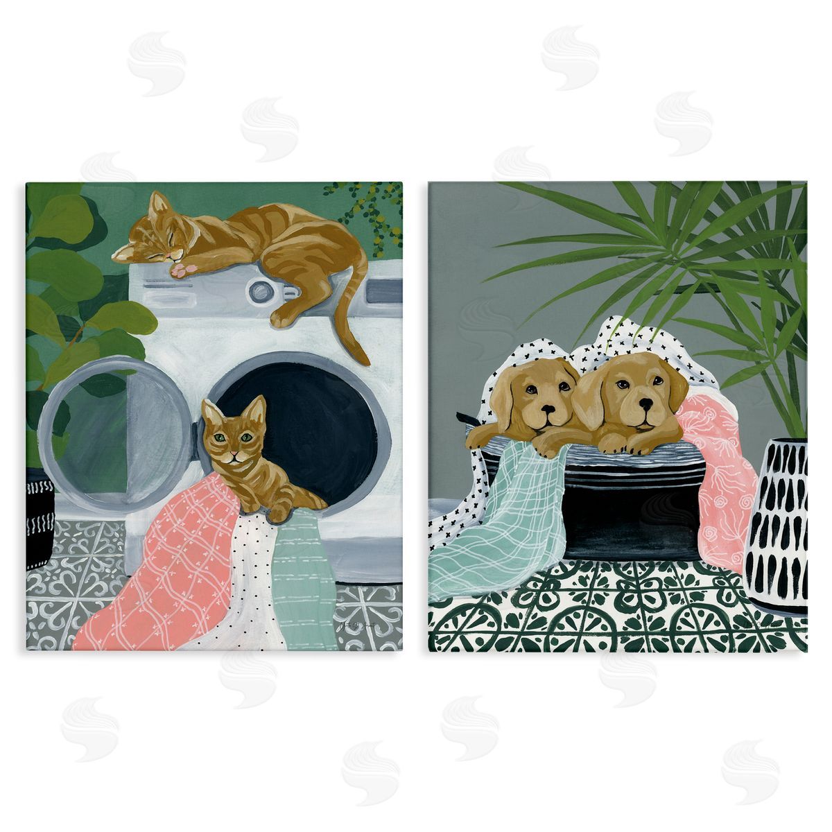 Cats & Dogs Laundry Room Canvas Wall Art, Home Decor by Yvette St. Amant