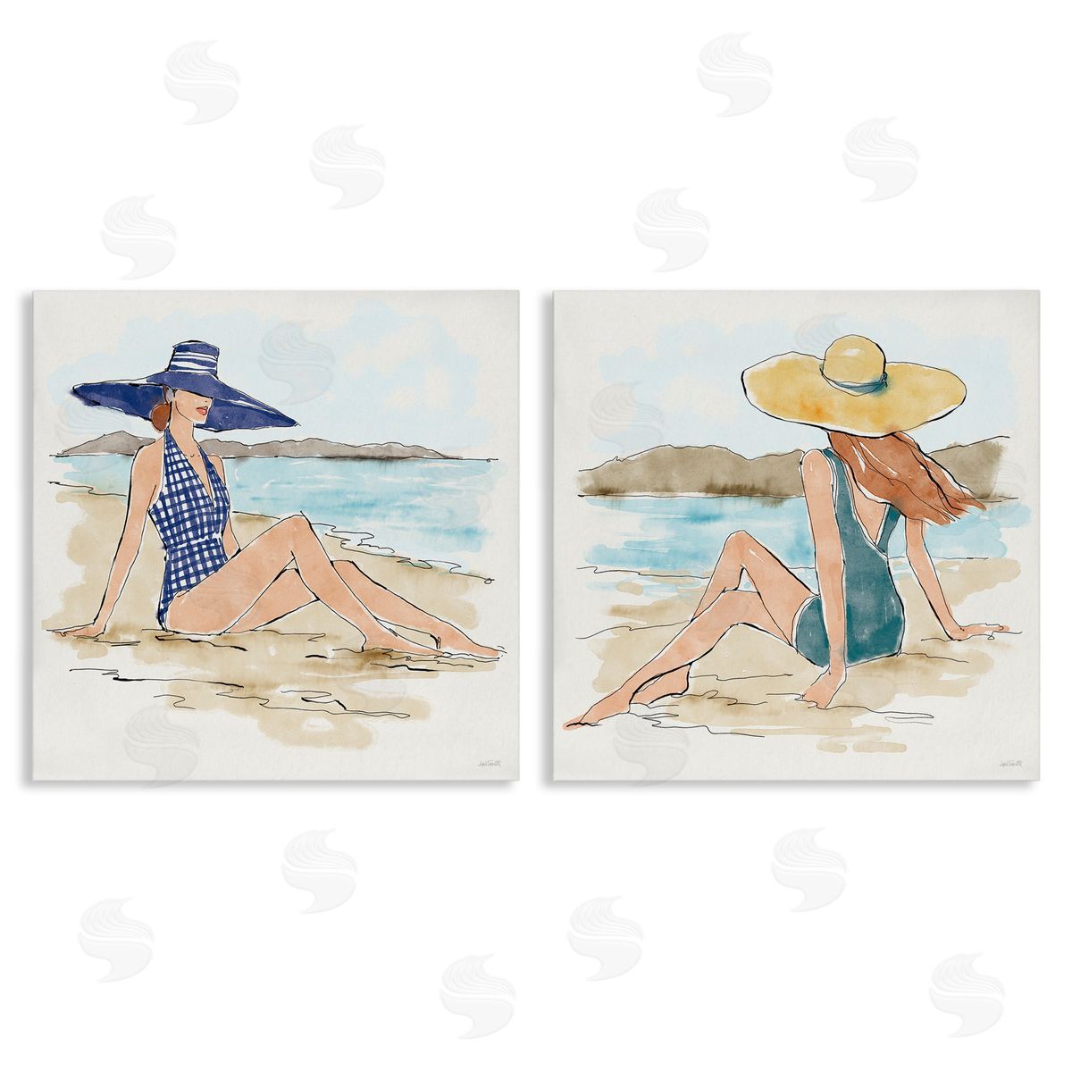 Bathing Beauties on Beach Canvas Wall Art, Home Decor by Anne Tavoletti