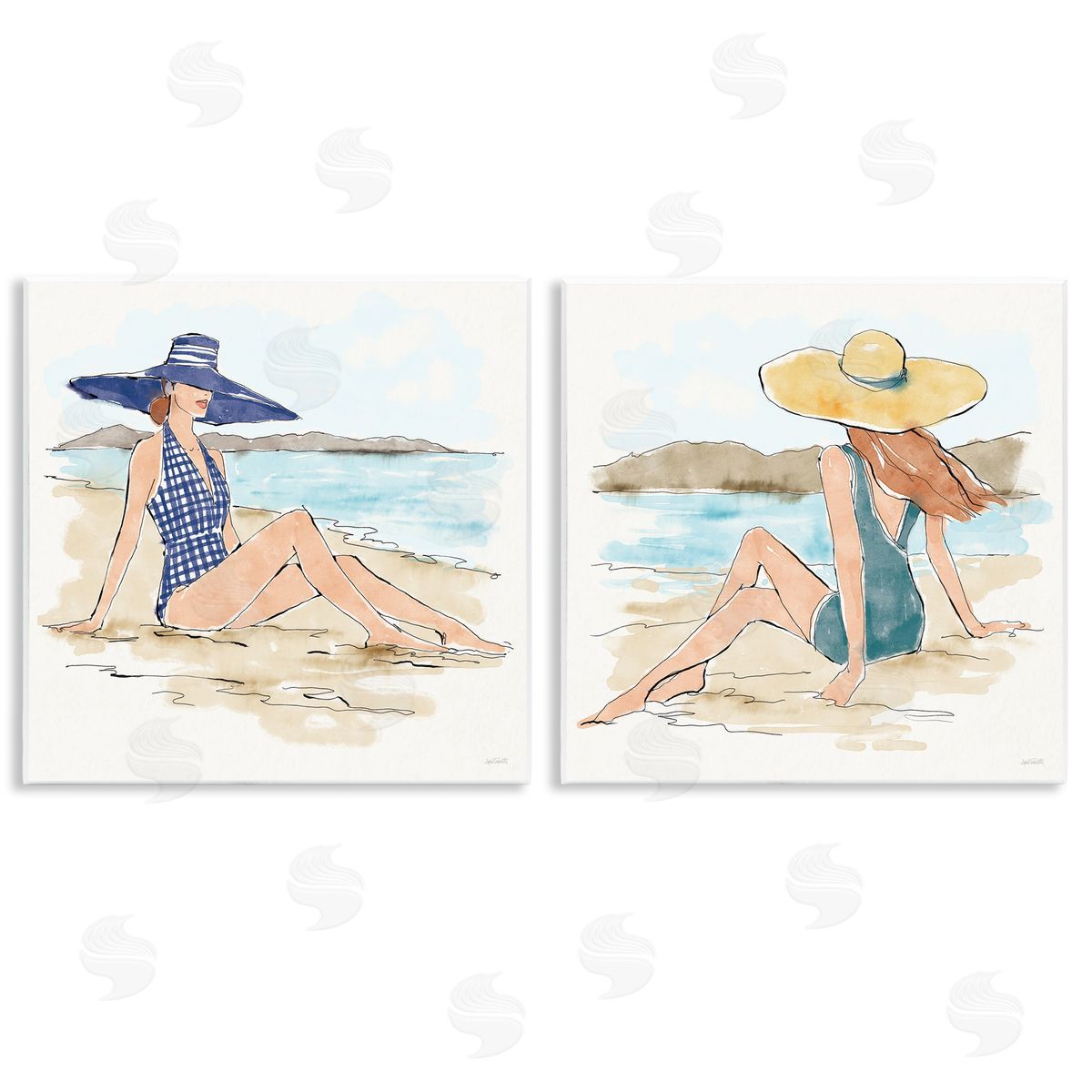 Bathing Beauties on Beach Wood Plaque Wall Art, Home Decor by Anne Tavoletti