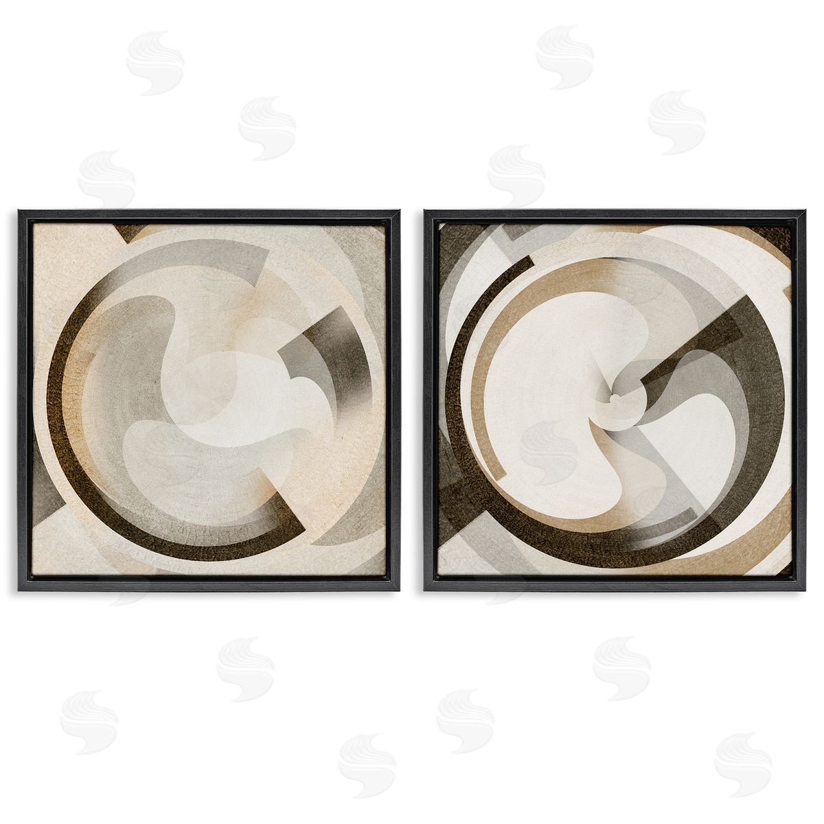 Boho Centric Vortex Black Floating Frame Canvas Wall Art, Home Decor by Noah Bay