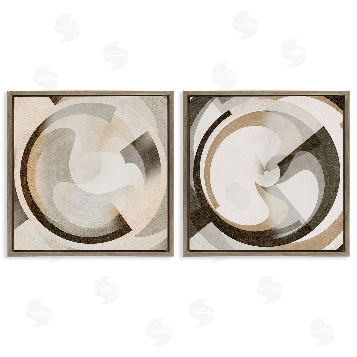 Boho Centric Vortex Brown Floating Frame Canvas Wall Art, Home Decor by Noah Bay