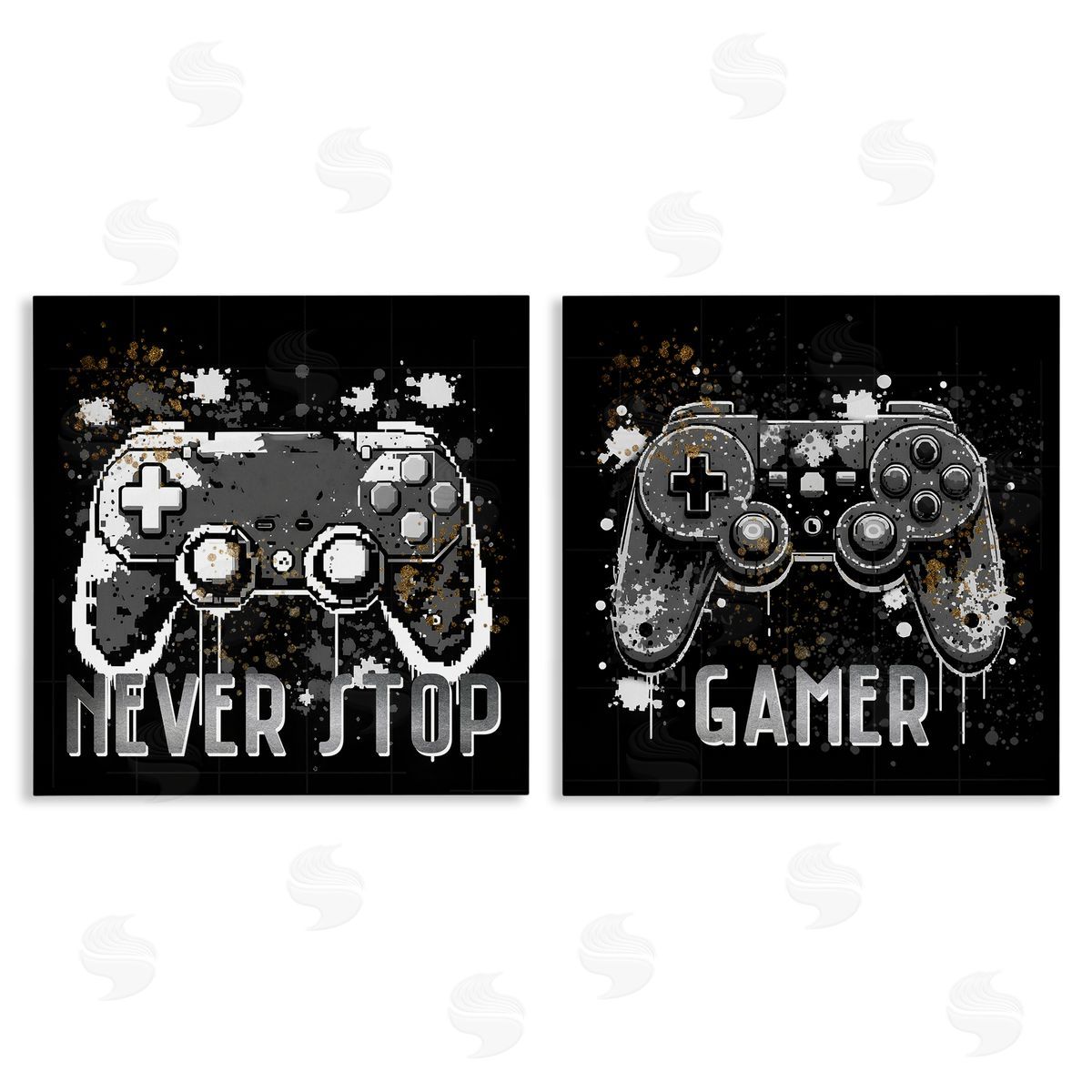 Never Stop Modern Gamer Canvas Wall Art, Home Decor by Kim Allen