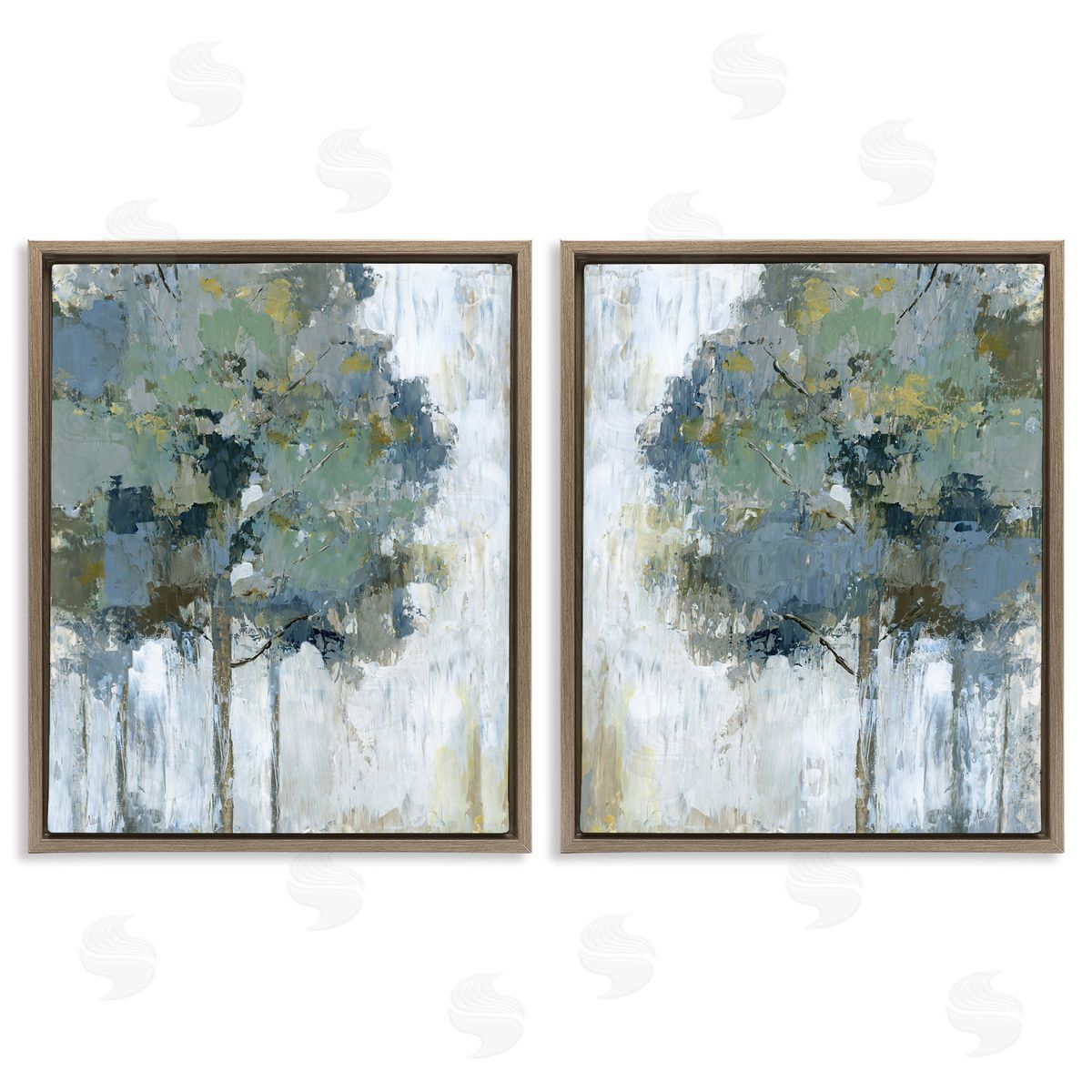 Tree Impressions Abstract Brown Floating Frame Canvas Wall Art, Home Decor by Nan