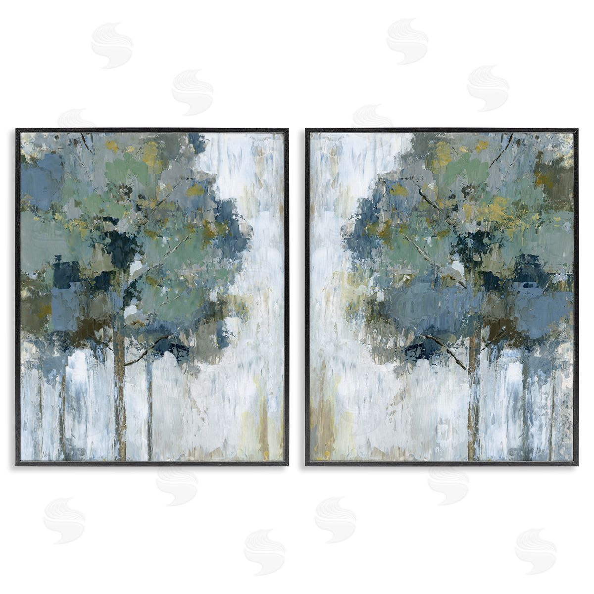 Tree Impressions Abstract Black Frame Print Wall Art, Home Decor by Nan