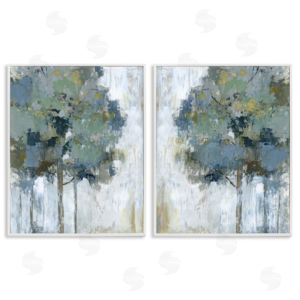 Tree Impressions Abstract White Frame Print Wall Art, Home Decor by Nan