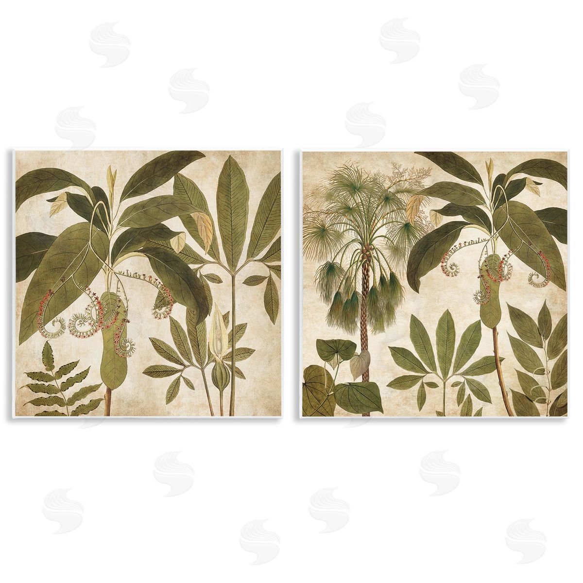 Vintage Botanical Tropics Wood Plaque Wall Art, Home Decor by Chris Donovan
