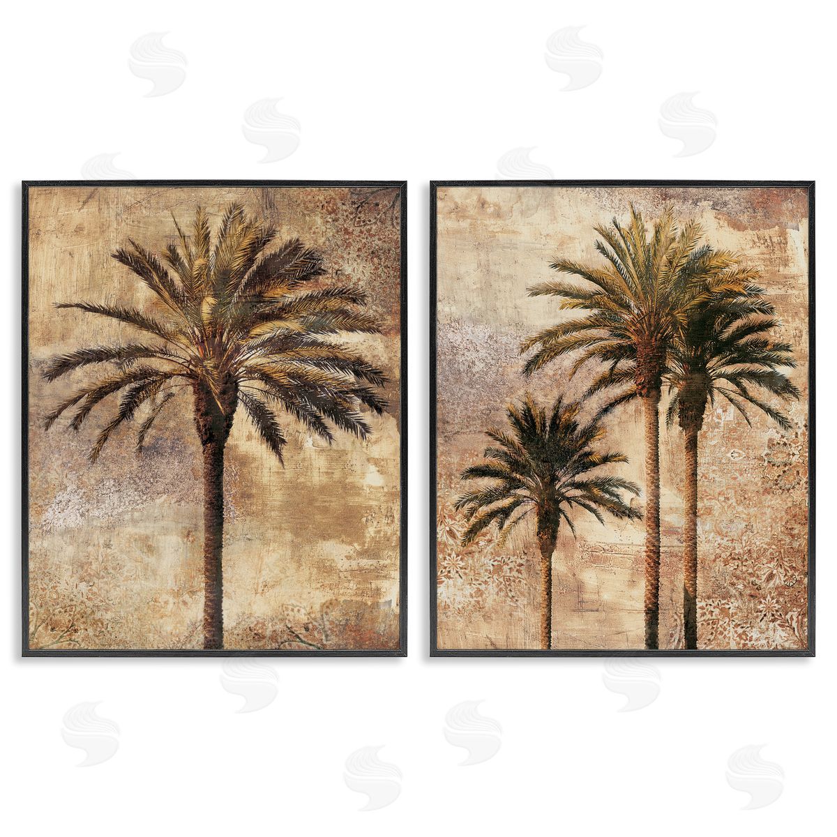 Arching Palm Leaves Black Frame Print Wall Art, Home Decor by John Seba