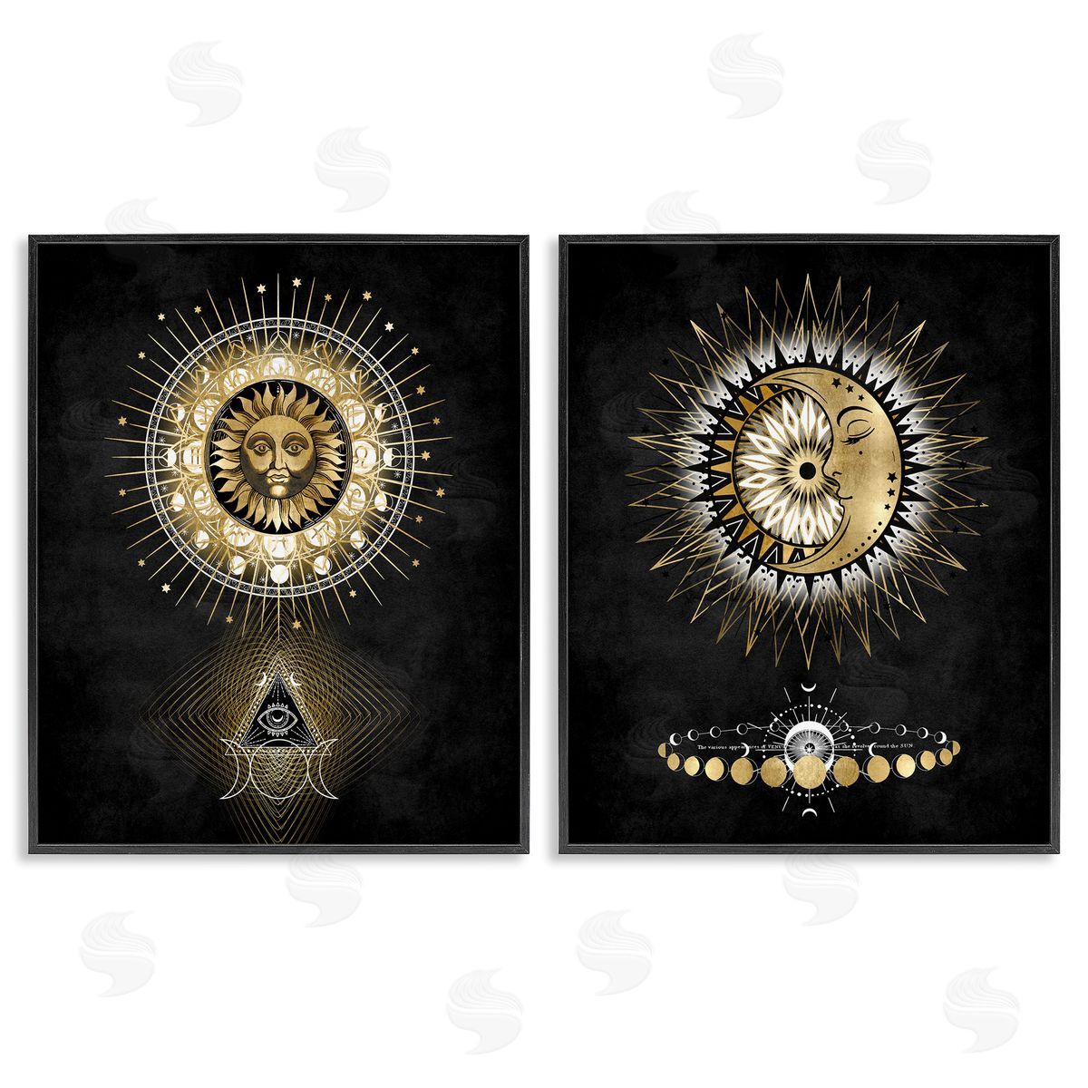 Astral Eye & Moon Phases Black Frame Print Wall Art, Home Decor by Oliver Jeffries