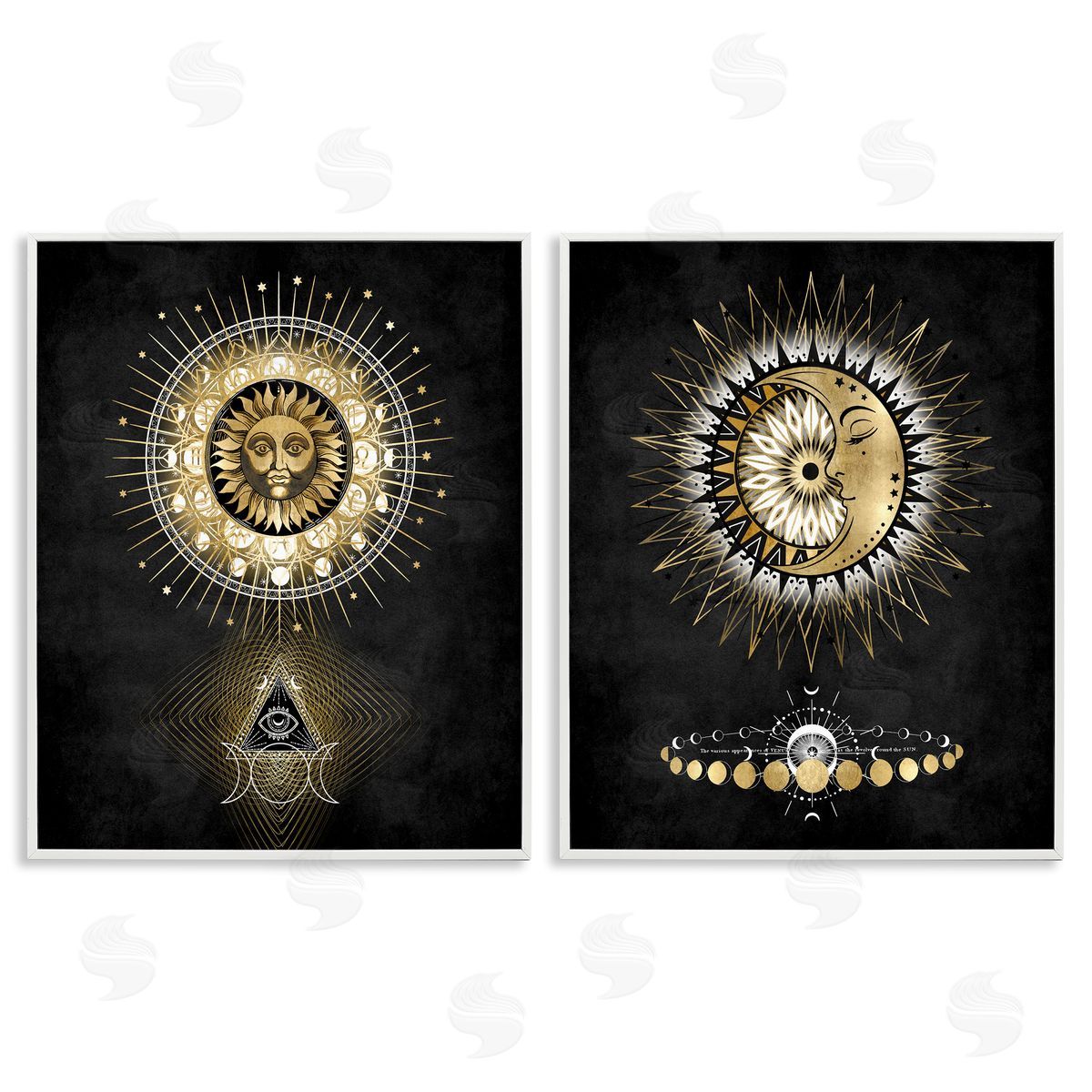 Astral Eye & Moon Phases White Frame Print Wall Art, Home Decor by Oliver Jeffries
