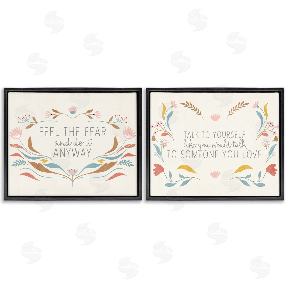Comforting Confident Phrases Black Floating Frame Canvas Wall Art, Home Decor by Kim Allen