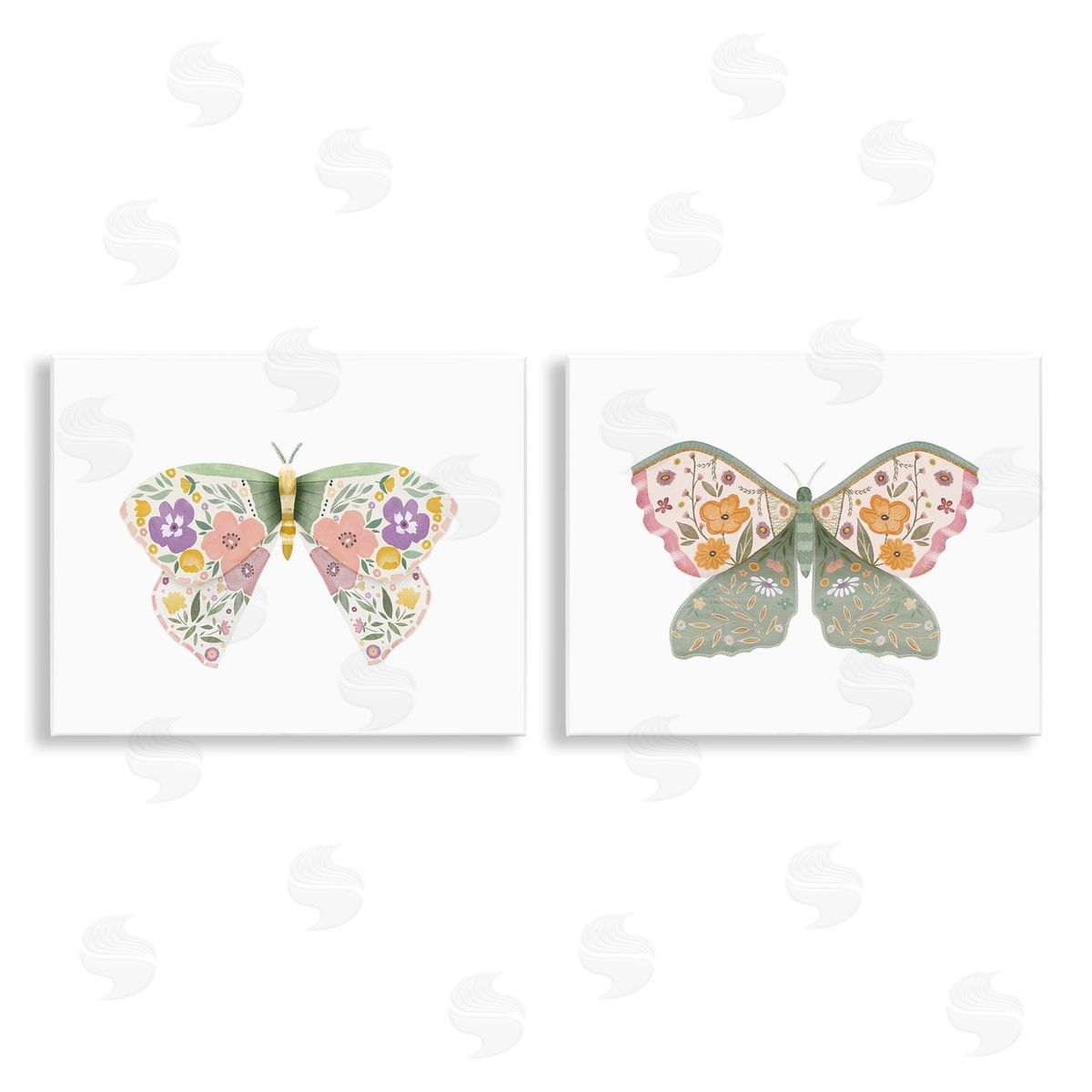 Folk Florals Butterflies Wood Plaque Wall Art, Home Decor by Kim Allen