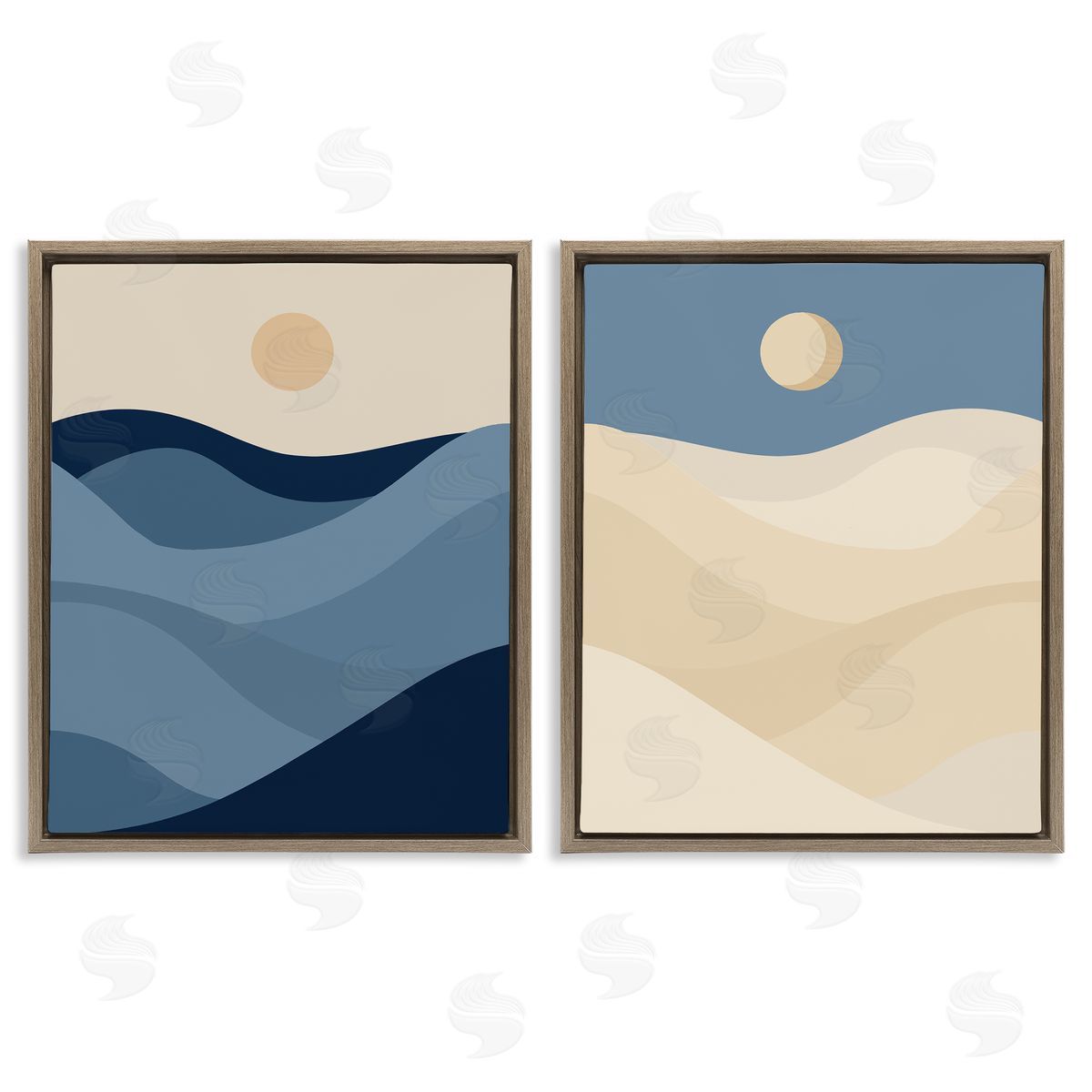 Boho Waves & Dunes Brown Floating Frame Canvas Wall Art, Home Decor by Stupell Studio