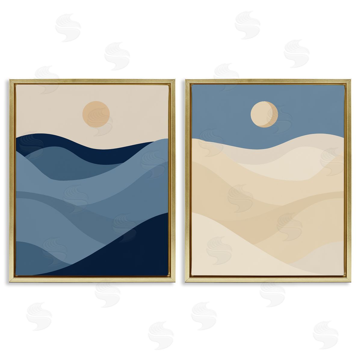 Boho Waves & Dunes Gold Floating Frame Canvas Wall Art, Home Decor by Stupell Studio