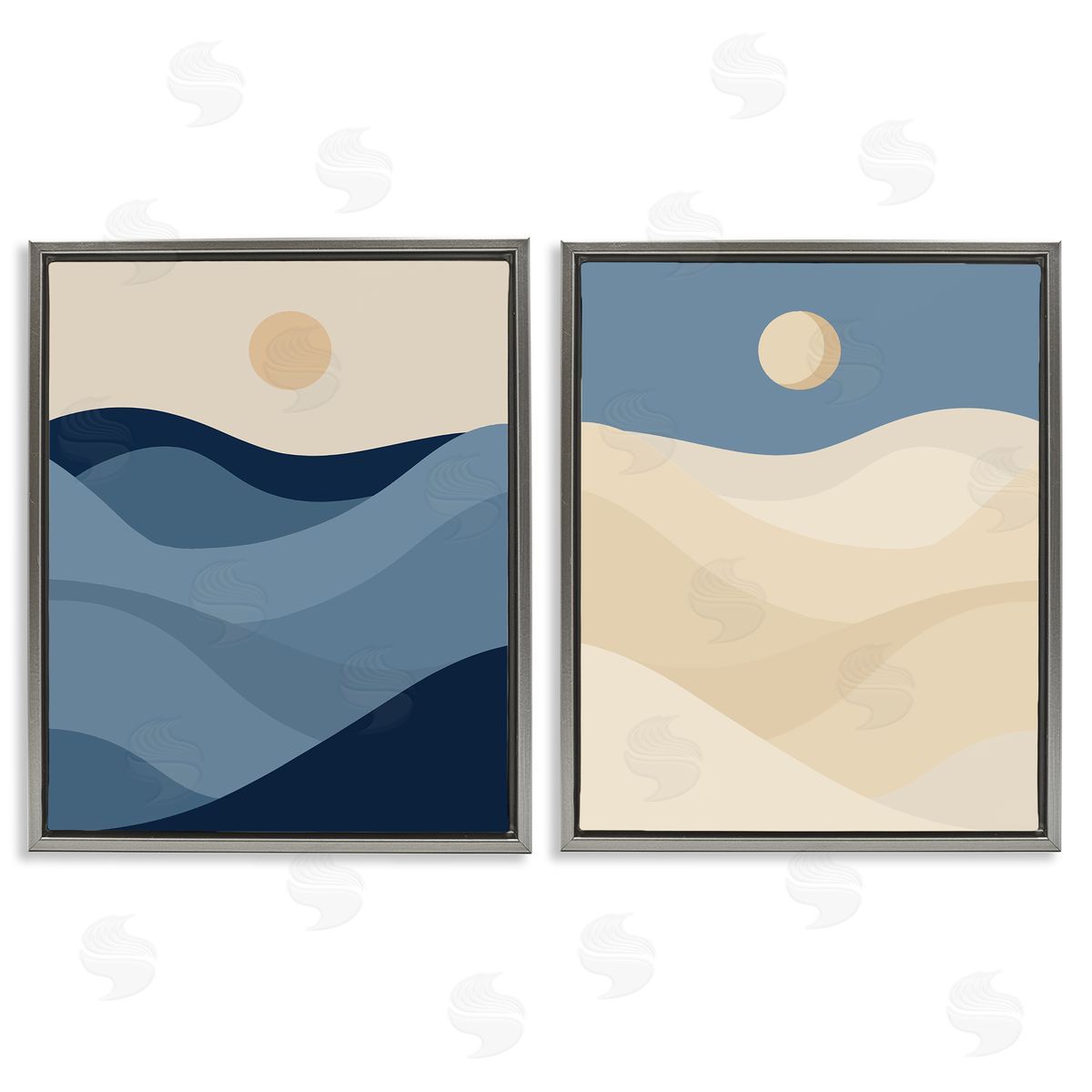 Boho Waves & Dunes Grey Floating Frame Canvas Wall Art, Home Decor by Stupell Studio