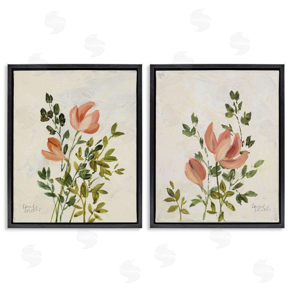 Lanie Loreth Vintage Leaves & Bloom Black Floating Frame Canvas Wall Art Print