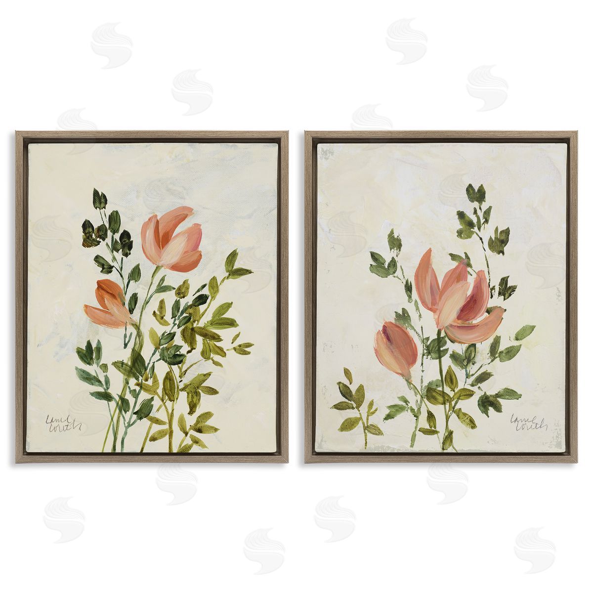 Lanie Loreth Vintage Leaves & Bloom Brown Floating Frame Canvas Wall Art Print