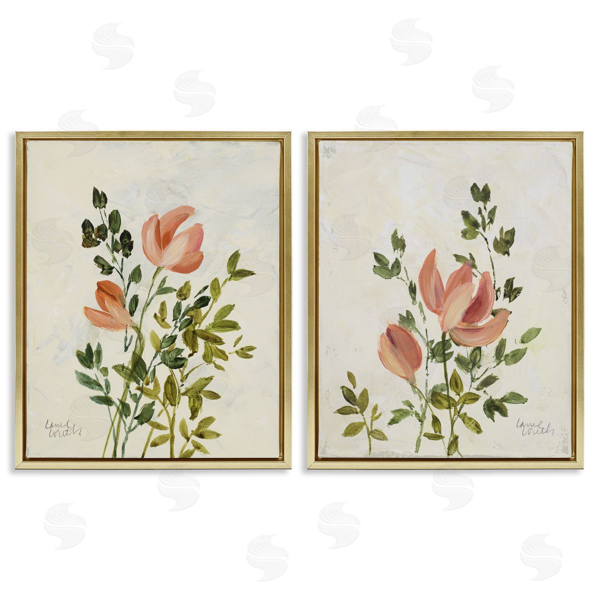 Lanie Loreth Vintage Leaves & Bloom Gold Floating Frame Canvas Wall Art Print