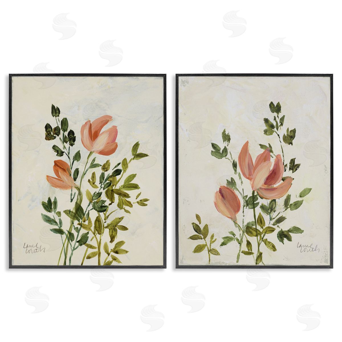 Lanie Loreth Vintage Leaves & Bloom Black Framed Giclee Wall Art Print