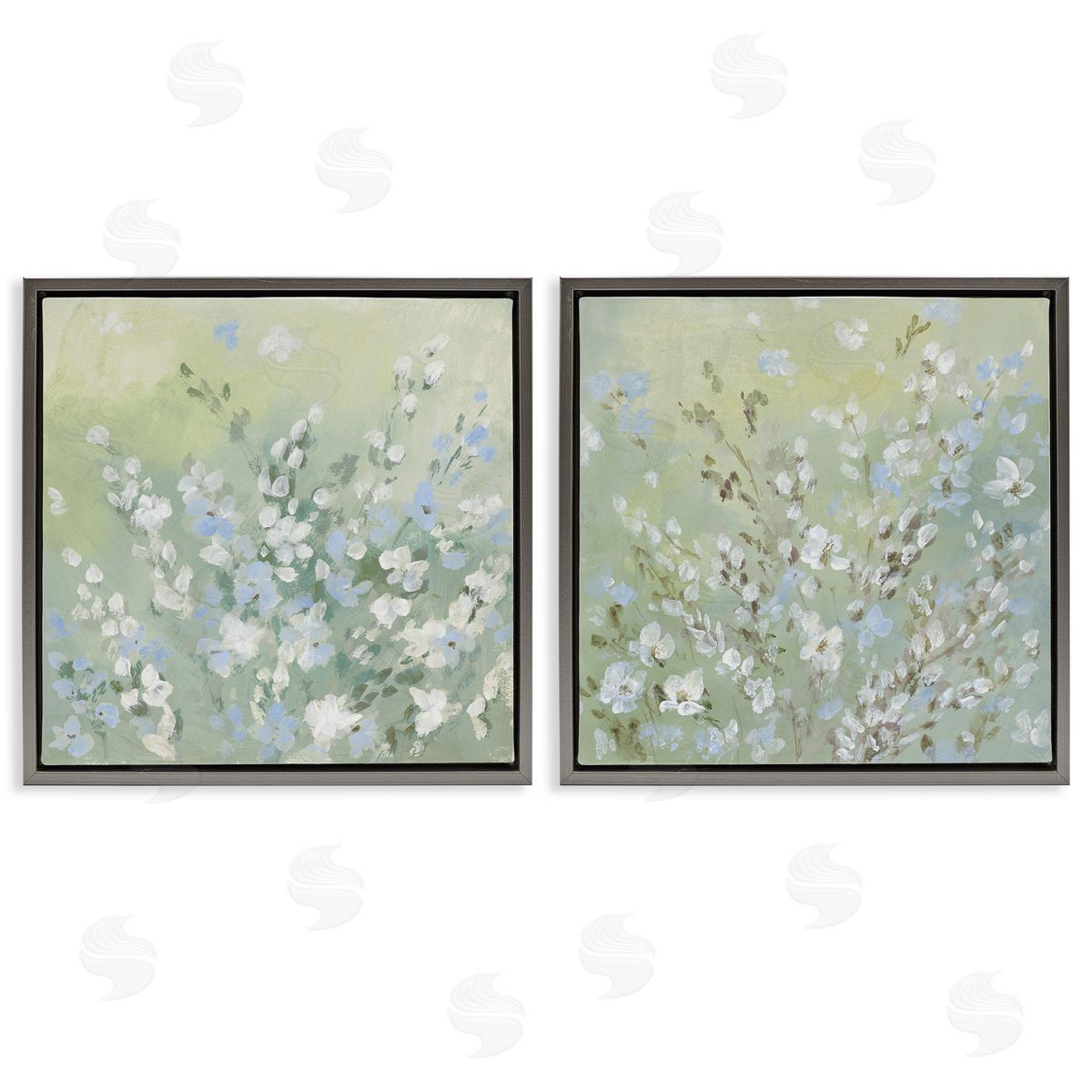 Lanie Loreth Wispy Willows Blooms Gray Floating Frame Canvas Wall Art Print