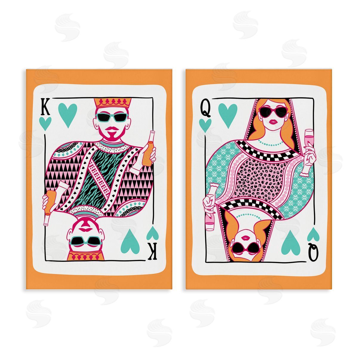 King & Queen of Hearts Canvas Wall Art, Home Decor by JJ Design House LLC