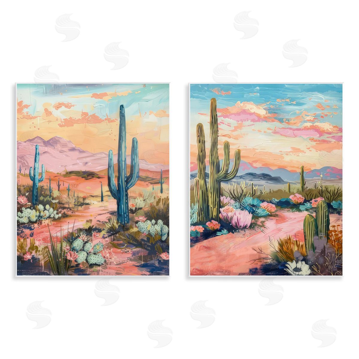 Cactus Paths & Sunset Wood Plaque Wall Art, Home Decor by LSR Design Studio