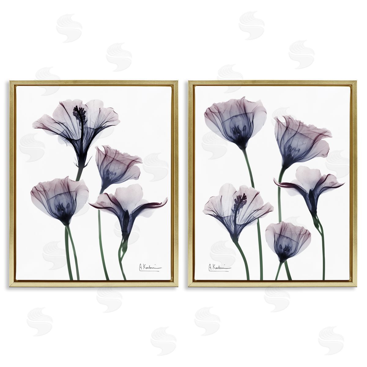 Bountiful Dusk Lilies Gold Floating Frame Canvas Wall Art, Home Decor by Albert Koetsier