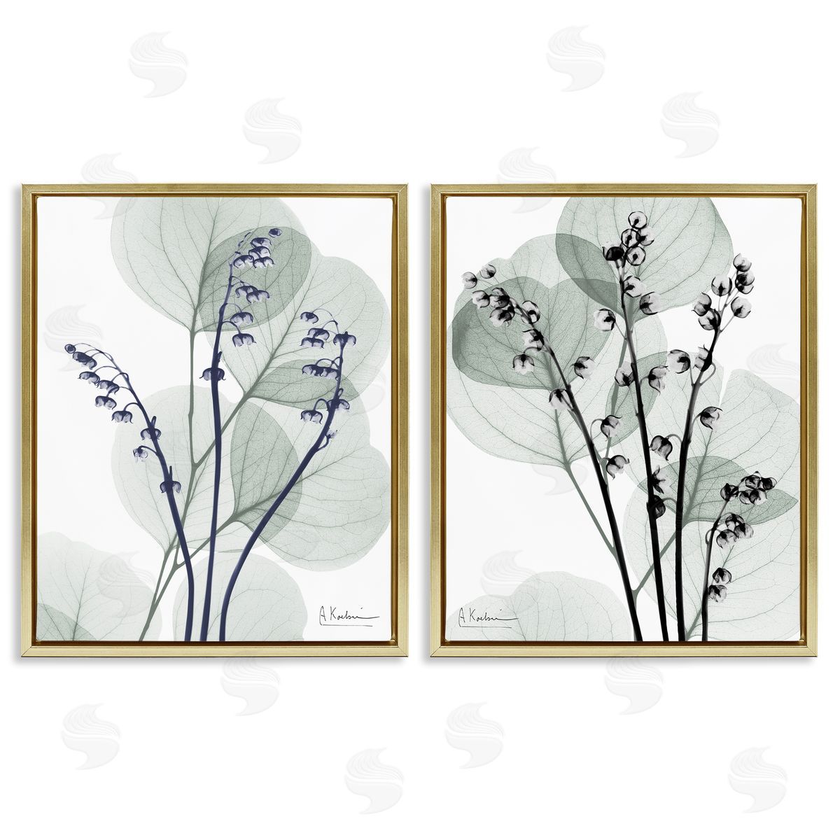 Future Dusk Opaque Herbs Gold Floating Frame Canvas Wall Art, Home Decor by Albert Koetsier