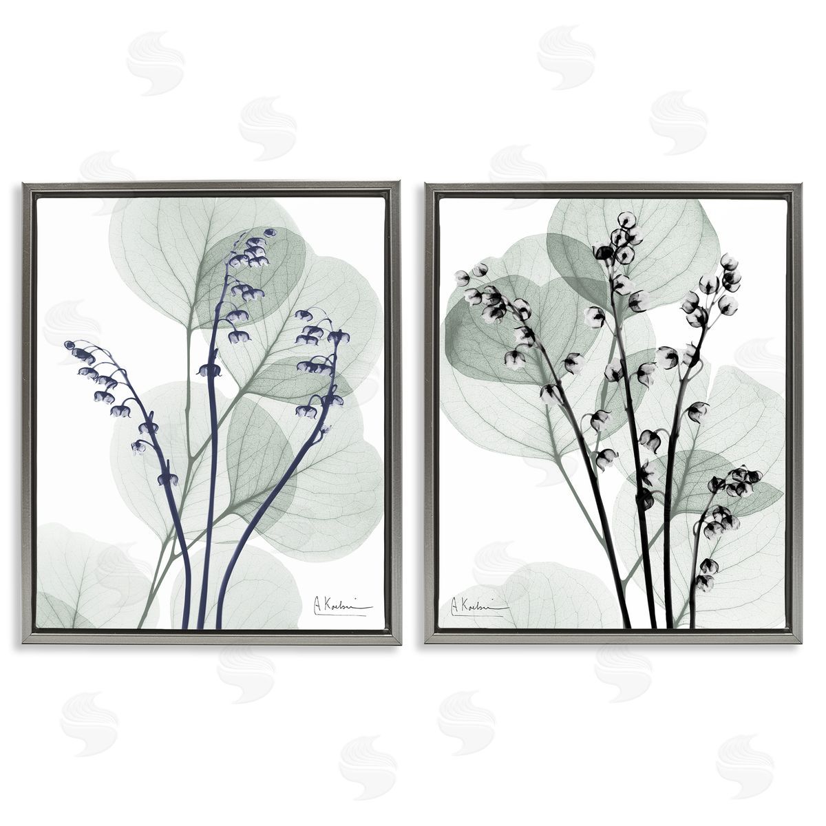 Future Dusk Opaque Herbs Grey Floating Frame Canvas Wall Art, Home Decor by Albert Koetsier
