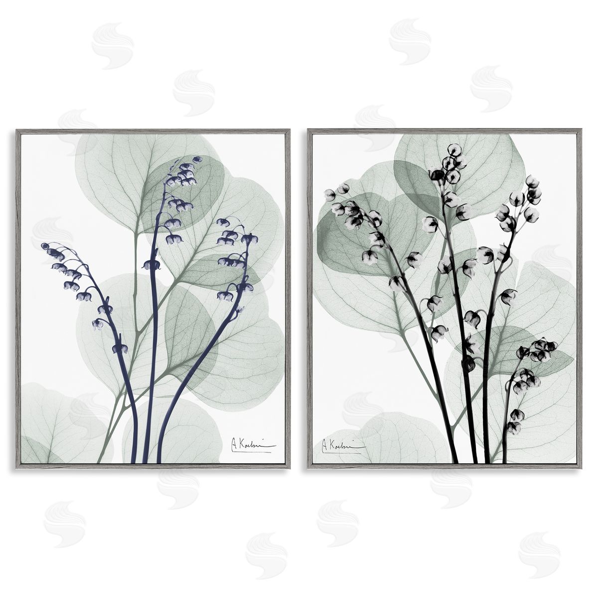 Future Dusk Opaque Herbs Grey Frame Print Wall Art, Home Decor by Albert Koetsier