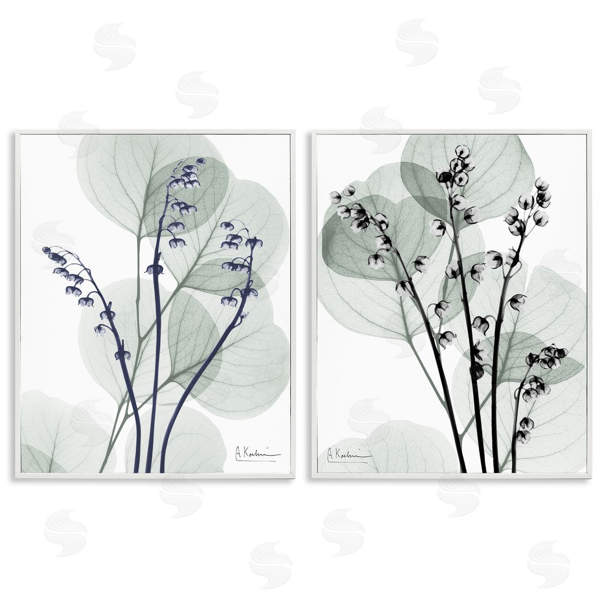 Future Dusk Opaque Herbs White Frame Print Wall Art, Home Decor by Albert Koetsier