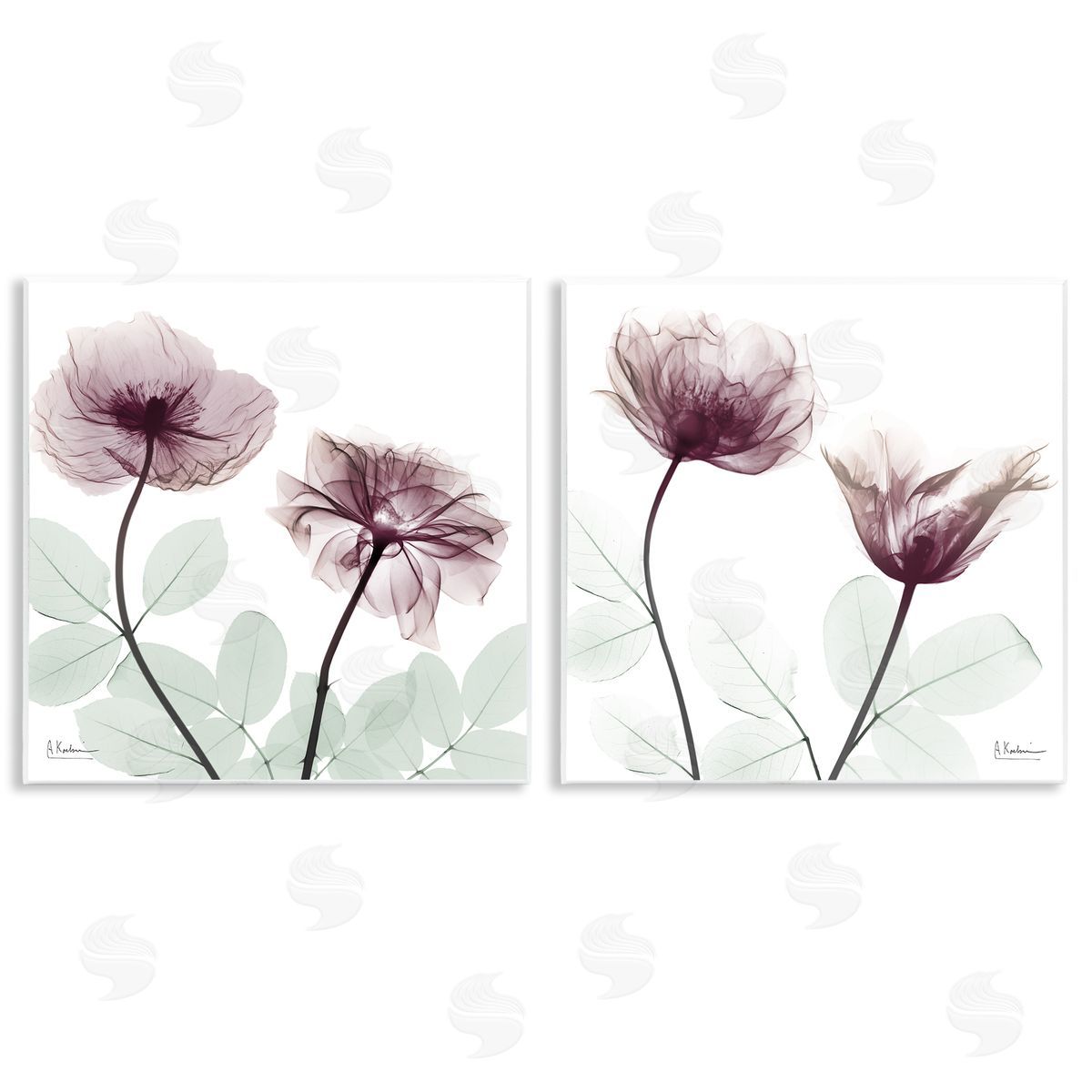 Delicate Mauve Flowers Wood Plaque Wall Art, Home Decor by Albert Koetsier